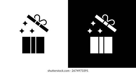 Abra el logotipo del icono de la caja de regalo. símbolos gráficos simples