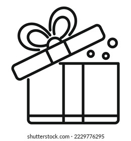 Open gift box icon outline vector. Happy present. Face prize