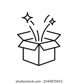 Open gift box icon Outline vector for web ui