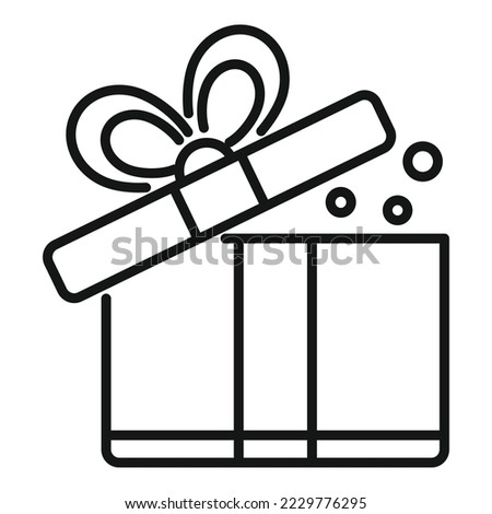 Open gift box icon outline vector. Happy present. Face prize