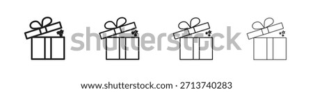 Open gift box icon outline symbol. Editable Stroke collection.