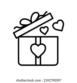 Abrir icono de la caja de regalo. icono relacionado con el afecto, el amor, la caridad. Estilo de icono de línea. Diseño sencillo editable