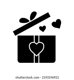 Open gift box icon . icon related to affection, love, charity. Glyph icon style, solid. Simple design editable