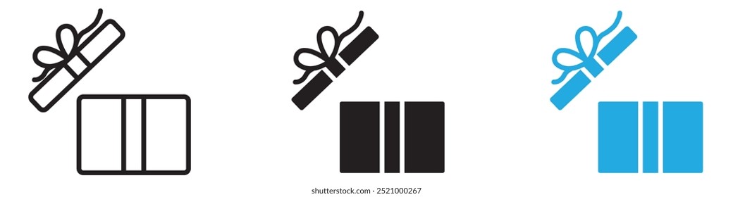 Open gift box icon thin line illustration