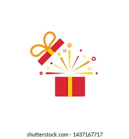 Open gift box icon. Vector illustration flat design isolated gift on white background. Editable stroke.