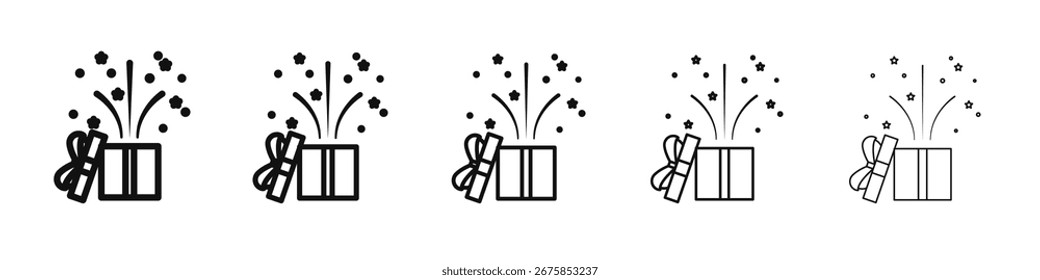 Open gift box icon vector outline set illustration sign