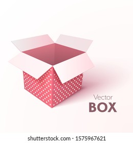 Open gift box isolated. 3d vector illustration