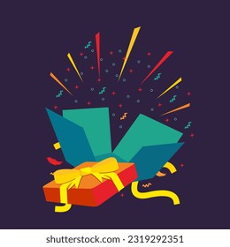 open gift box of juneteenth freedom day with juneteenth pattern suitable for use on juneteenth freedom day