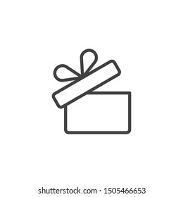 Open gift box line icon. linear style sign for mobile concept and web design. Surprise gift box
 outline vector icon. Symbol, logo illustration. Vector graphics