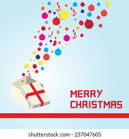 open gift box merry christmas greeting card 