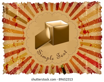 Open gift box on vintage background and radiate