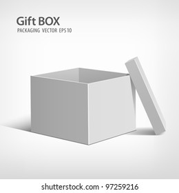 Open gift box packaging, vector illustration