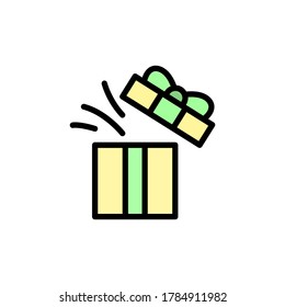 Open Gift box present icon. Simple color with outline vector elements of present icons for ui and ux, website or mobile application