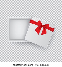 Open gift box with a red bow isolated on a transparent hair dryer. Vector illustration. EPS 10.