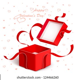 Open Gift Box With Red Ribbon