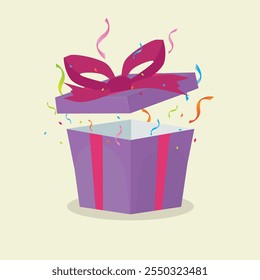 open gift box with red ribbon