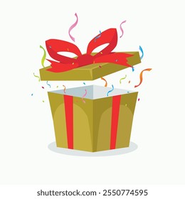 Caja de regalo abierta con cinta roja
