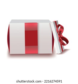 Abrir caja de regalo con cintas rojas