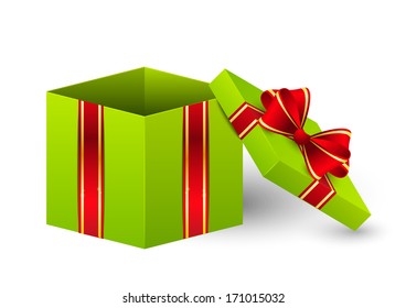 Open gift box with ribbon