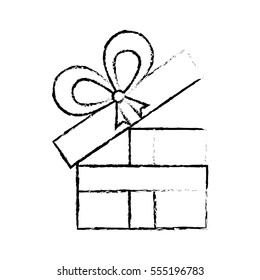 open gift box ribbon anniversary decorative sketch vector illustration eps 10