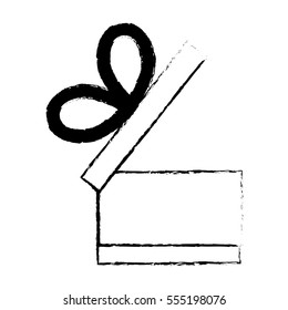 open gift box ribbon black bow sketch vector illustration eps 10