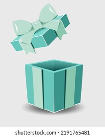 Abrir una caja de regalo con un arco de cinta sobre un fondo gris.
   Icono vectorial realista para regalo,
   banderas de cumpleaños o bodas
