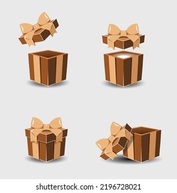Open gift box with a ribbon bow on a gray background.
   Realistic vector icon for gift,
   birthday or wedding banners