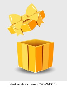 
Open gift box with a ribbon bow on a gray background.
   Realistic vector icon for gift,
   birthday or wedding banners
