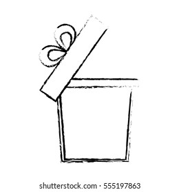 open gift box ribbon bow party sketch vector illustration eps 10
