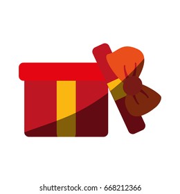 open gift box with ribbon bow icon image 