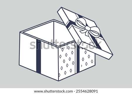 open gift box with ribbon and bow illustration. eps 10