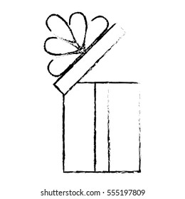 open gift box ribbon cube decorative sketch vector illustration eps 10