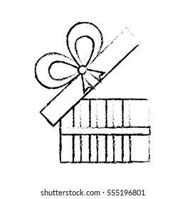 open gift box ribbon give party sketch vector illustration eps 10