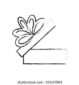 open gift box ribbon give party sketch vector illustration eps 10