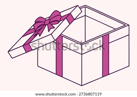 Open Gift Box with Ribbon Illustration - Perfect for Celebrations and Special Occasions