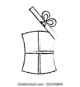 open gift box ribbon wedding present sketch vector illustration eps 10