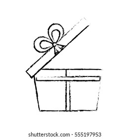 open gift box ribbon wrapped sketch vector illustration eps 10