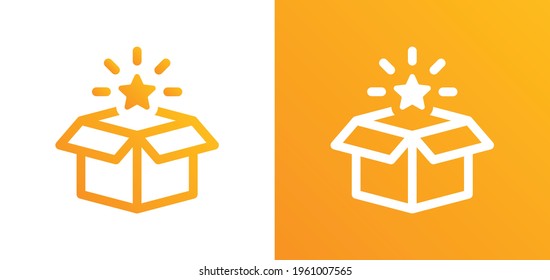 Open gift box with star icon vector