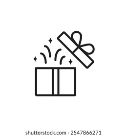 Icono de Vector de línea delgada de caja de regalo abierta