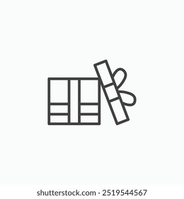 Open gift box thin liner icon isolated