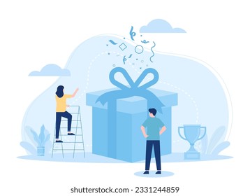 Open gift box trending concept flat illustration