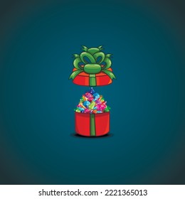 Open gift box with vector mountain of gems. Can be used in game design