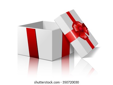 Open gift box with a white