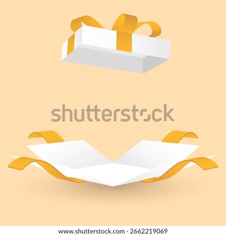 open gift box with yellow ribbon