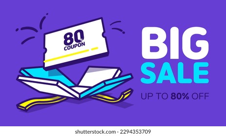 Open gift boxes and coupon icons