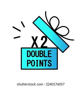 open gift double points icon. Marketing concept. Business success. Vector illustration. Stock image.