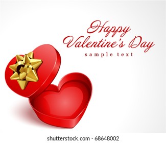 Open gift heart Valentine's day vector background