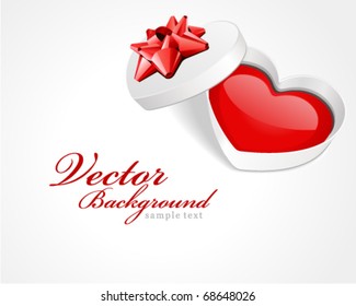 Open gift heart Valentine's day vector background