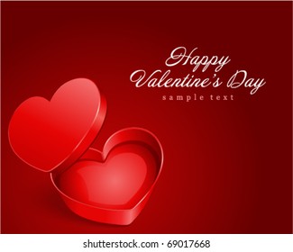 Open gift heart Valentine's day vector background