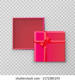 Open gift paper Square box on a transparent background. Vector illustration
